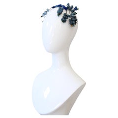 Vintage 1950's Blue Floral Fascinator Millinery Flowers Hat