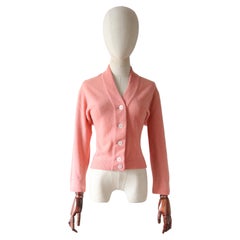 Vintage 1950's blush pink cashmere cardigan 1950's sweater pink UK 12 US 8