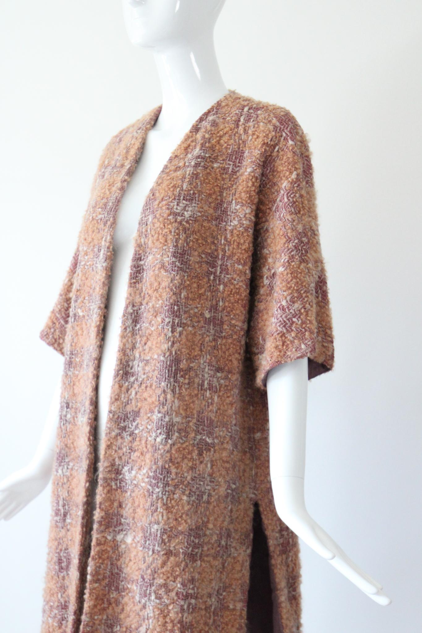 Vintage 1950's Bouclé Wool Duster Coat 1950's Apricot Wool Coat UK 14 US 10 1