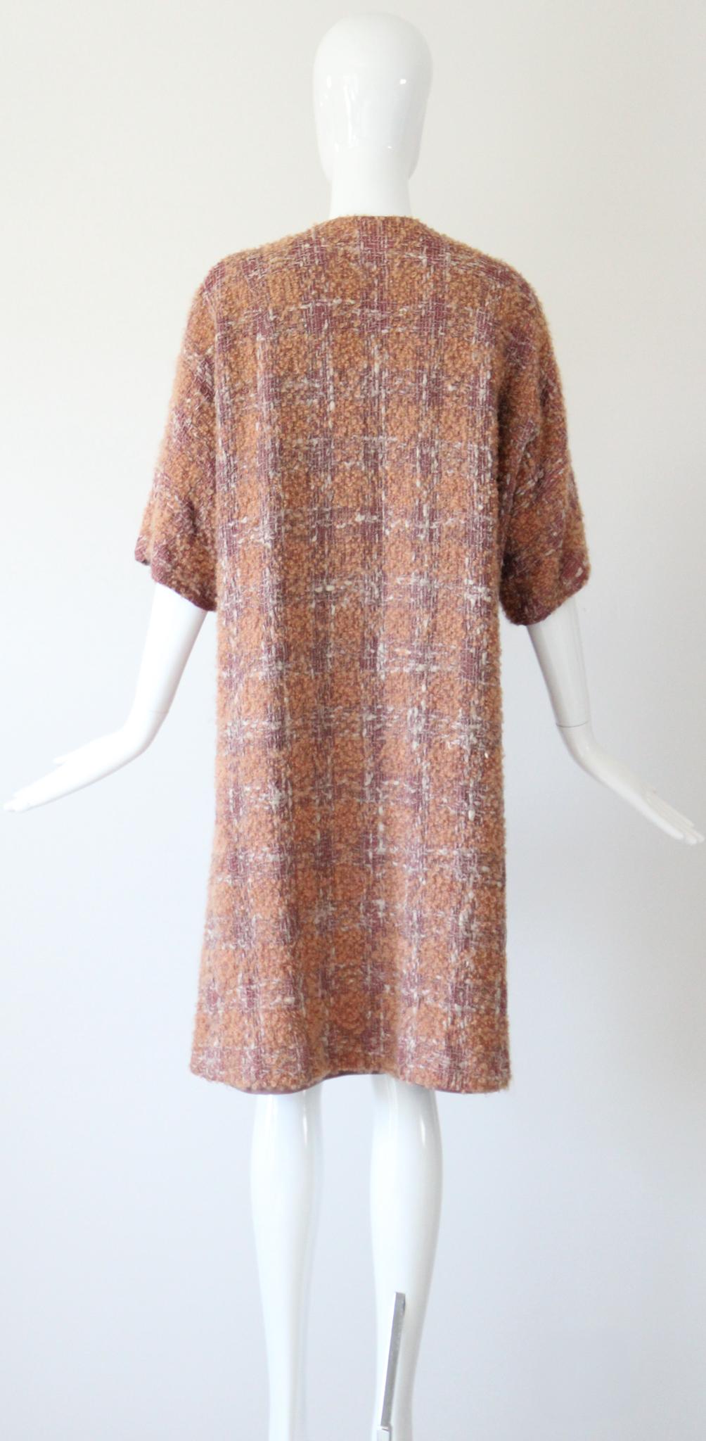 Vintage 1950's Bouclé Wool Duster Coat 1950's Apricot Wool Coat UK 14 US 10 2