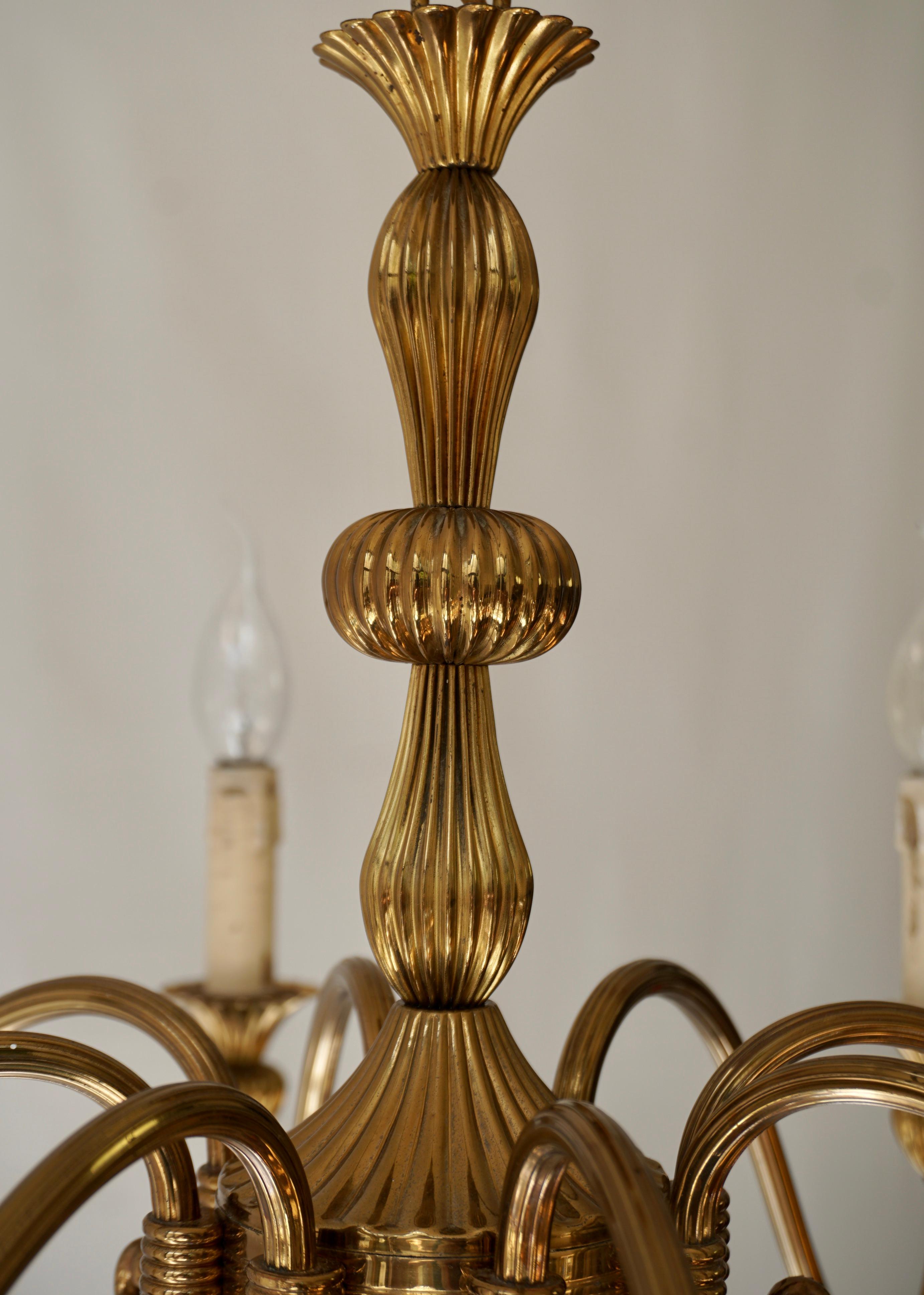Vintage 1950s Brass Chandelier In Good Condition For Sale In Antwerp, BE