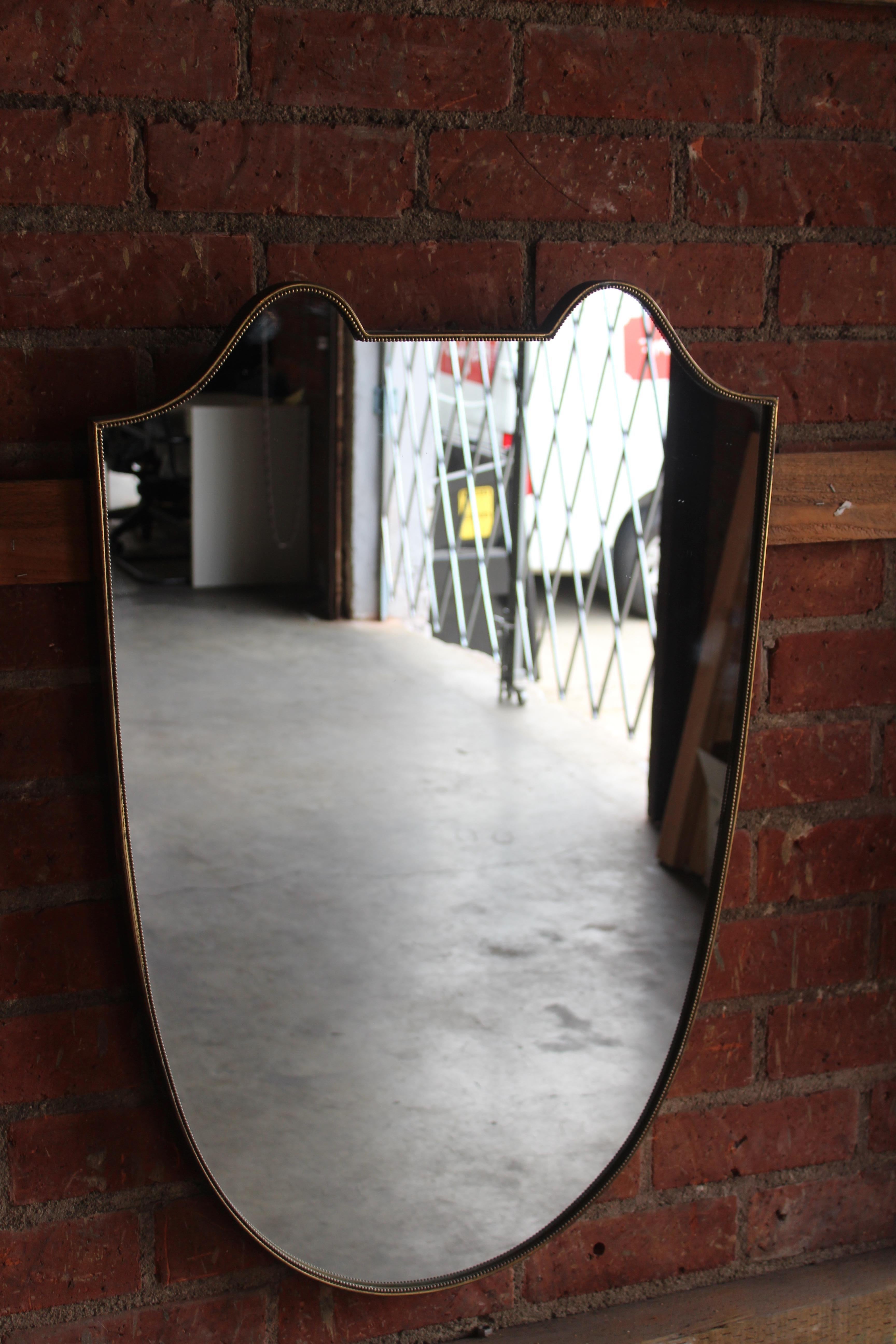 Vintage 1950s Brass Framed Italian Wall Mirror 9