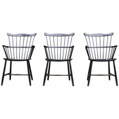 Vintage 1950s Børge Mogensen Windsor Chair, Model 3250 in Black by FDB Møbler