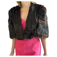 VINTAGE 1950s CAPE EN FOURRURE DE MINK BRUNE