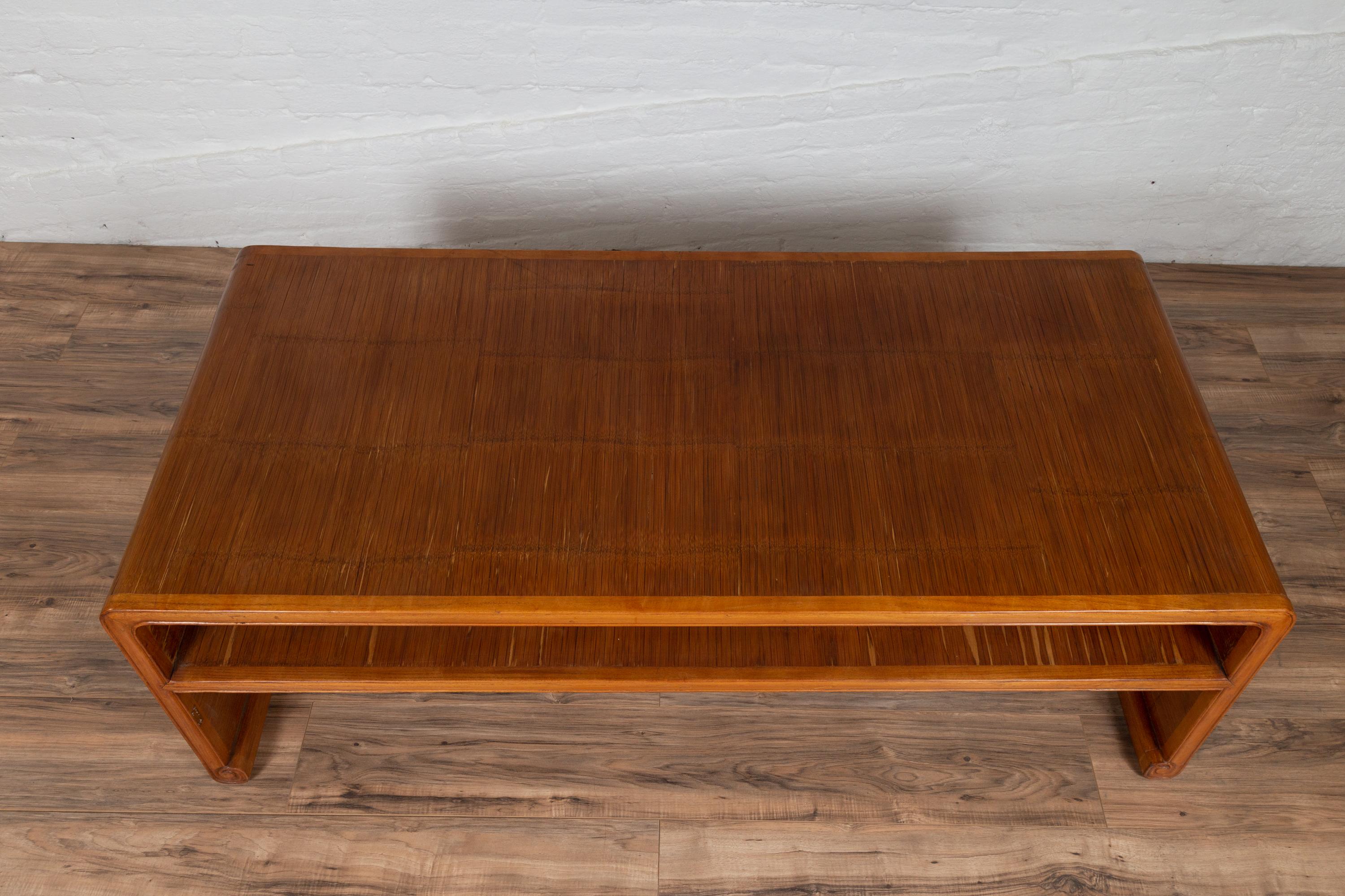 Vintage 1950s Burmese Waterfall Table with Opium Mat Top and Scrolling Feet 3