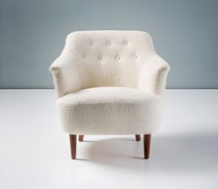 Fauteuil Carl Malmsten vintage des années 1950 en tissu bouclé