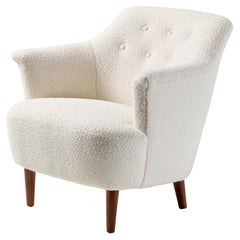 Fauteuil Carl Malmsten vintage des années 1950 en tissu bouclé