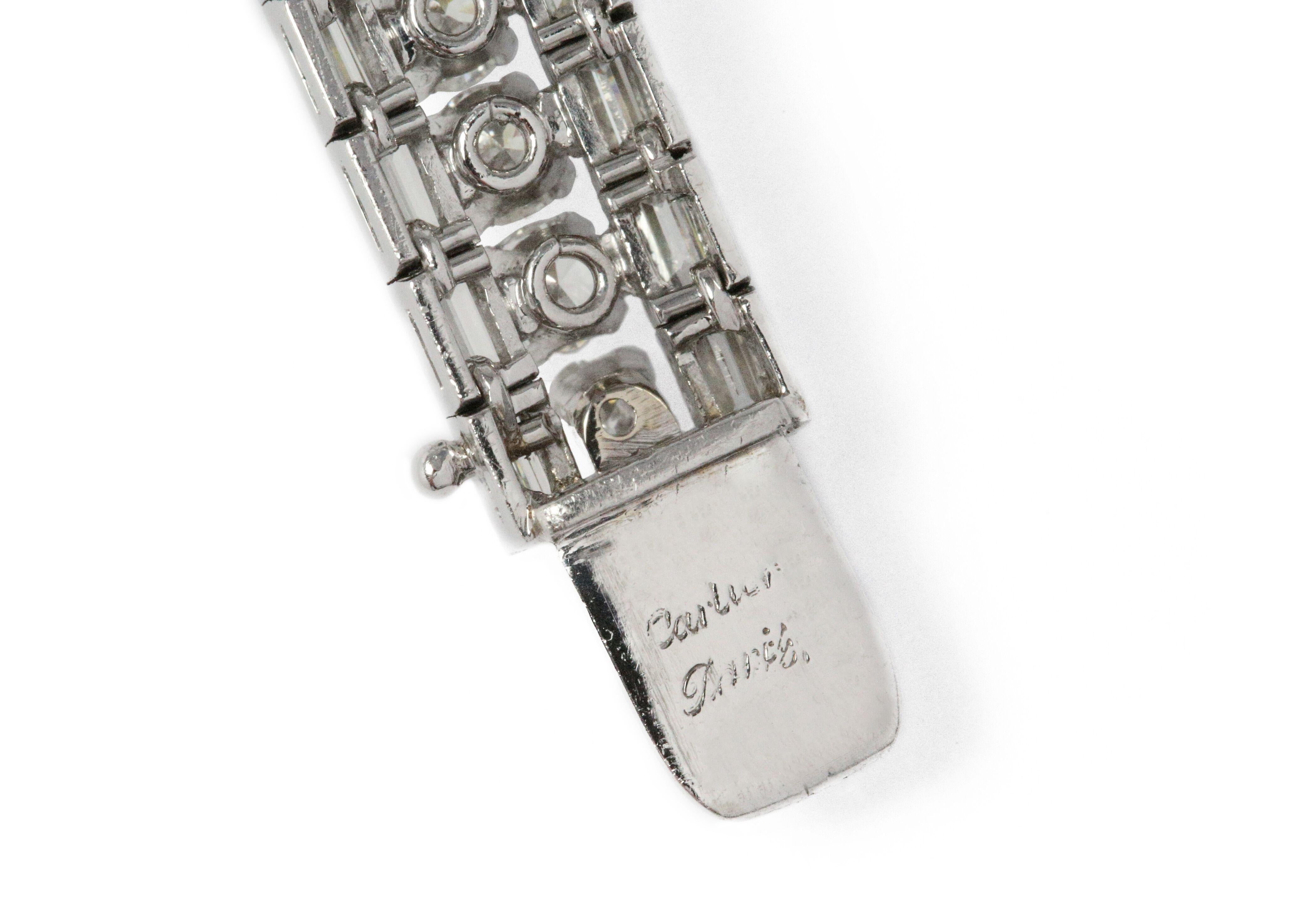 Vintage 1950s Cartier Platinum Diamond Bracelet In Excellent Condition For Sale In La Jolla, CA