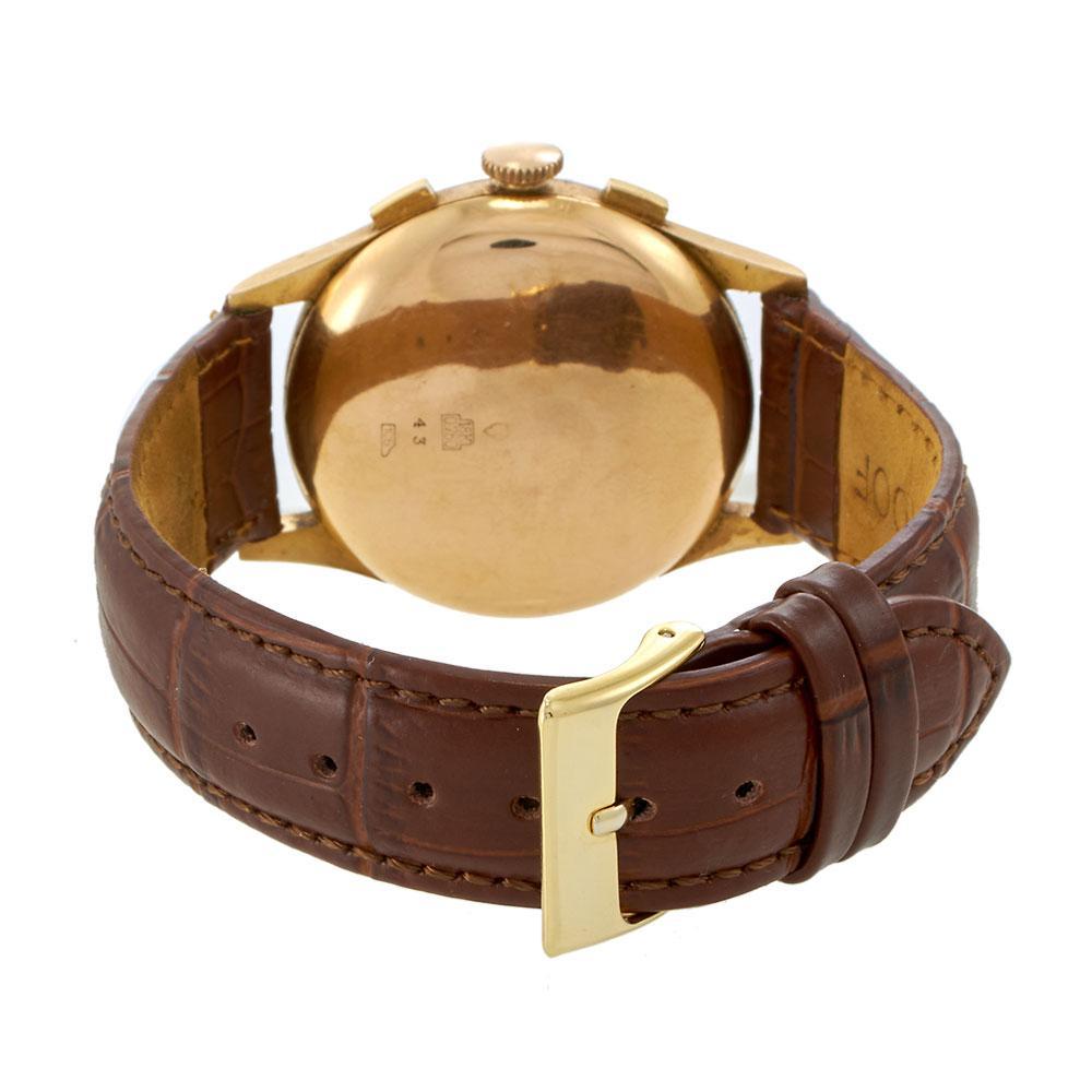 Vintage 1950s Chronographe Suisse 37MM 18KT Rose Gold en vente 1