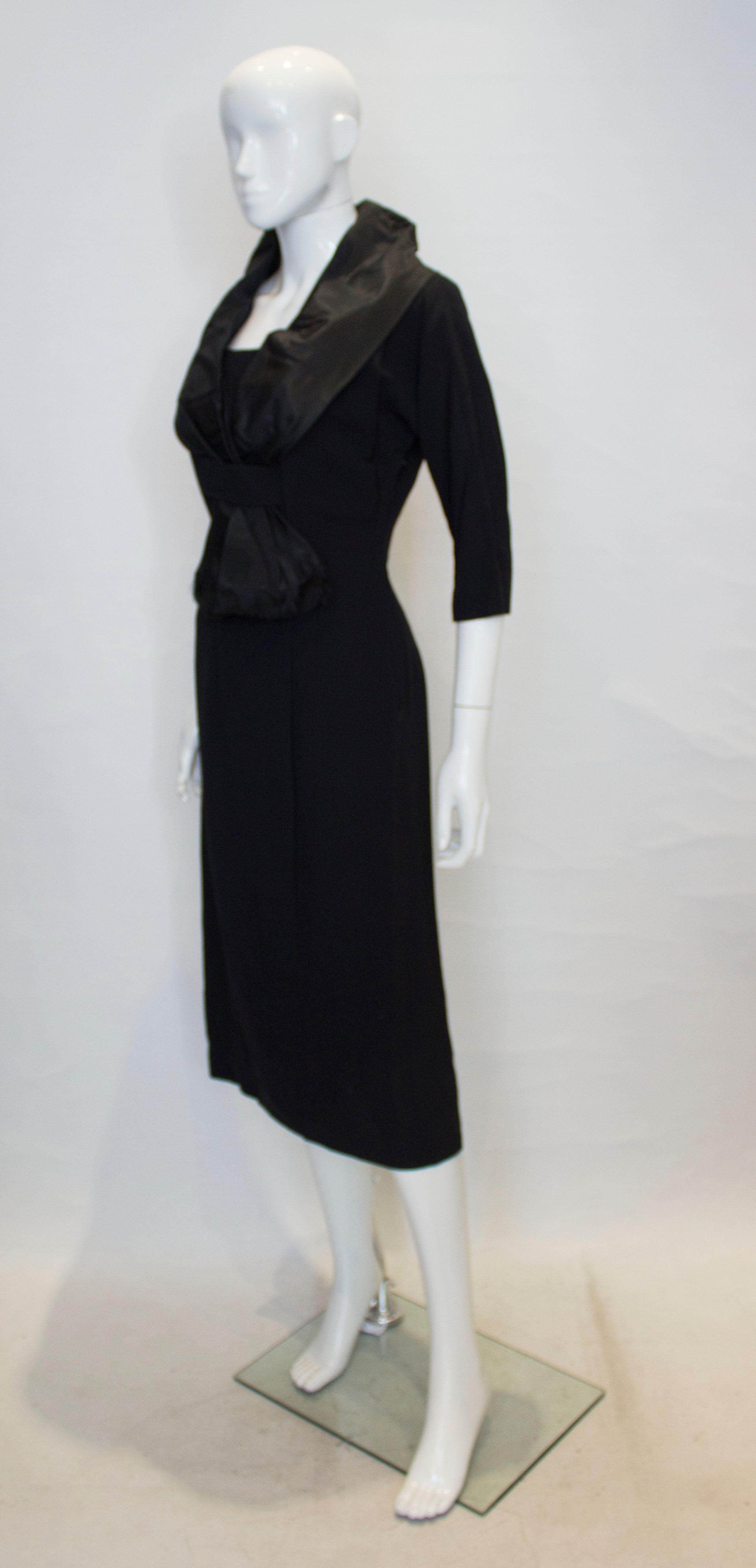 Black Vintage 1950s Cinch Cocktail Dress  For Sale