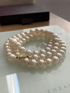Vintage 1950s Ciro of Bond Street Glass-Core Faux Pearl Necklace 9ct Gold Clasp