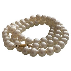 Vintage 1950s Ciro of Bond Street Glass-Core Faux Pearl Necklace 9ct Gold Clasp