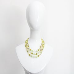 Vintage 1950's Citrus and chartreuse multi strand glass beaded necklace