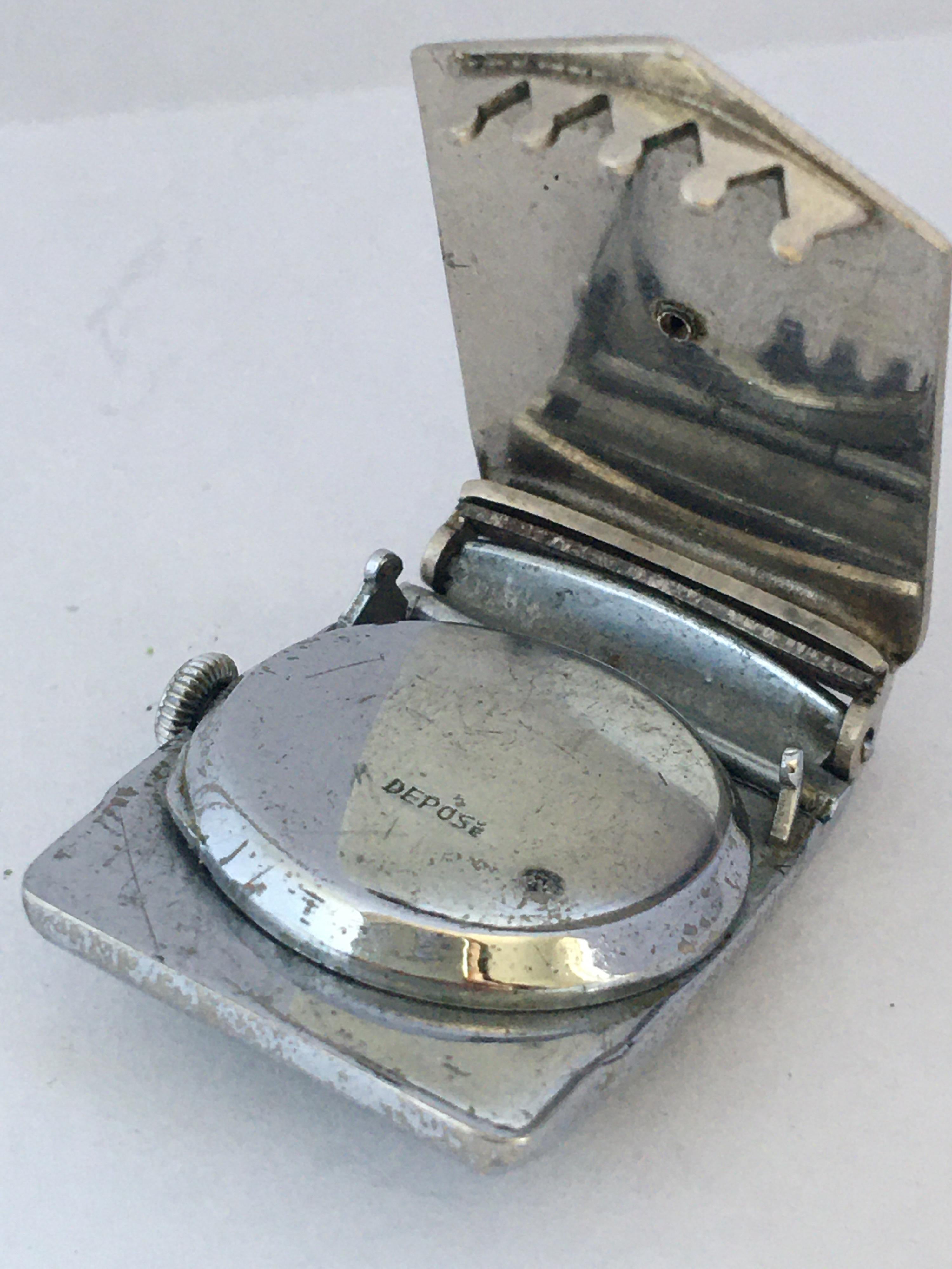 Women's or Men's Vintage 1950s Clip-On / Brooch Mechanical Watch For Sale
