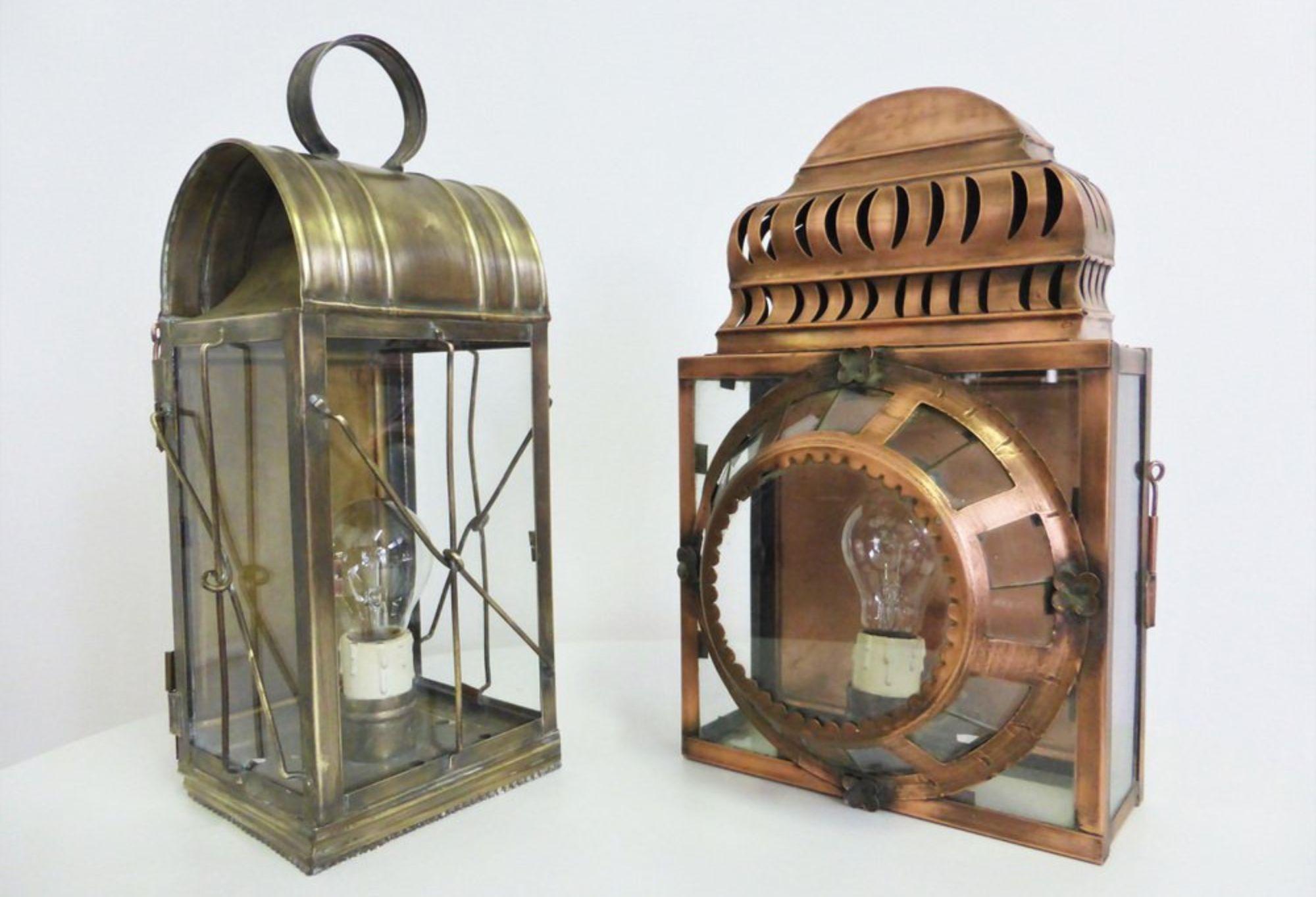 Metal Vintage 1950s Copper Lanterns - Unique Patina & Retro Charm For Sale