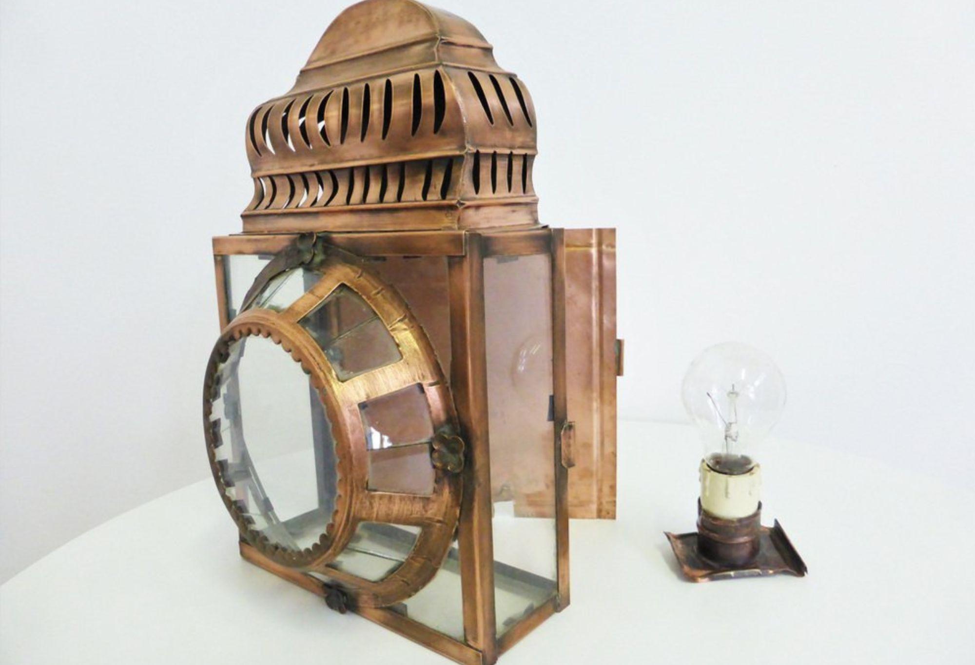 Vintage 1950s Copper Lanterns - Unique Patina & Retro Charm For Sale 3