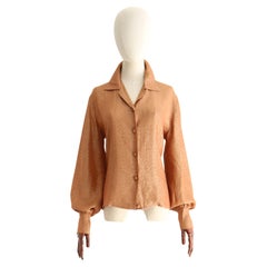 Blusa vintage de lúrex coral e hilo de oro de los años 50 top original de lúrex de los años 50 UK 14