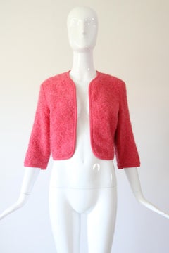 Vintage 1950's Coral Bouclé Jacket 1950's Box Jacket Wool Coral UK 10-12 US 6-8