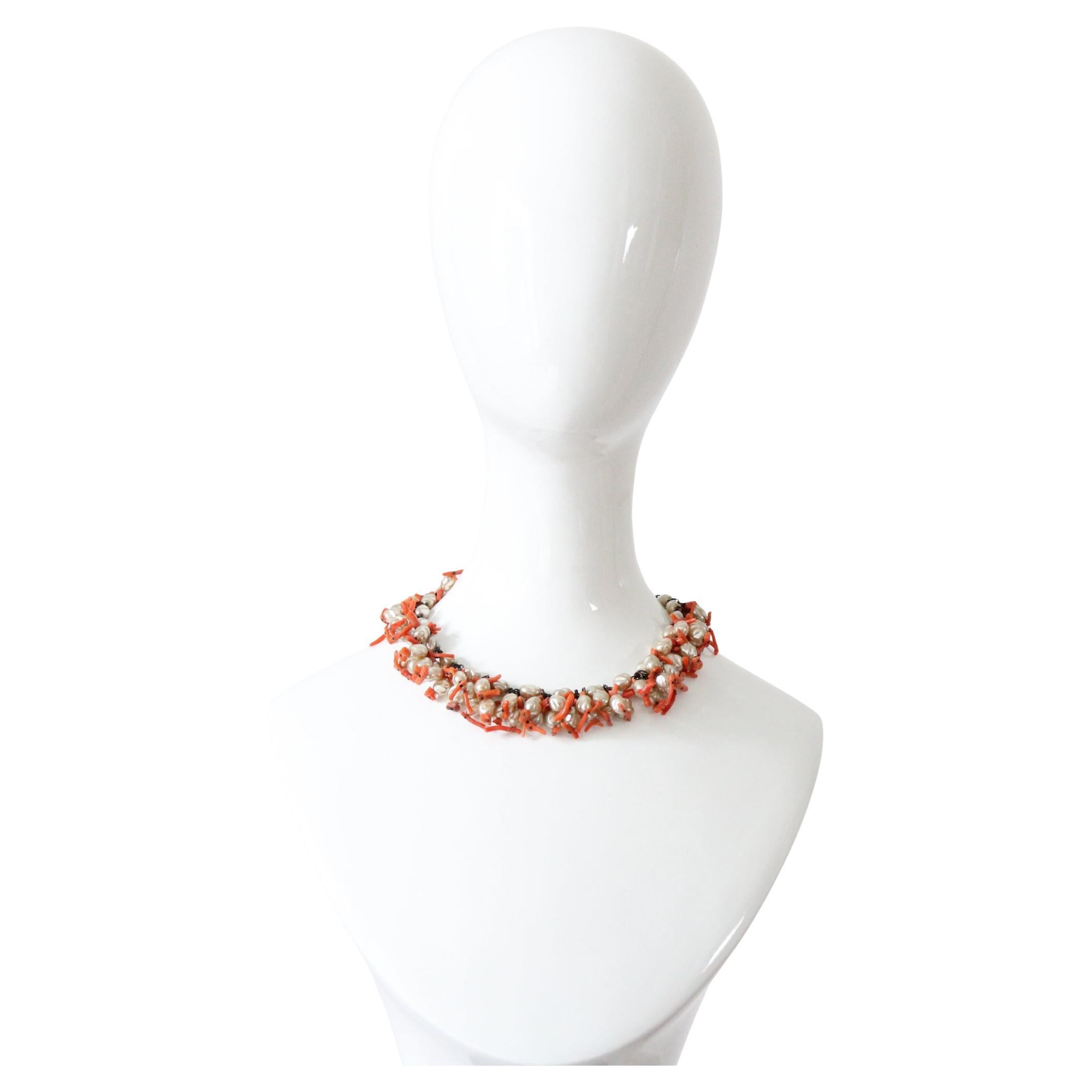 Vintage By 1950 Collana di corallo Collana con rami di corallo e perle a grappolo