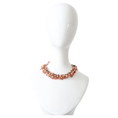 Vintage 1950's Coral Necklace Coral Branch and Pearl Cluster Necklace