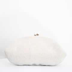 Vintage 1950s cream beaded purse 1950s cream beaded clutch bag evening bag
