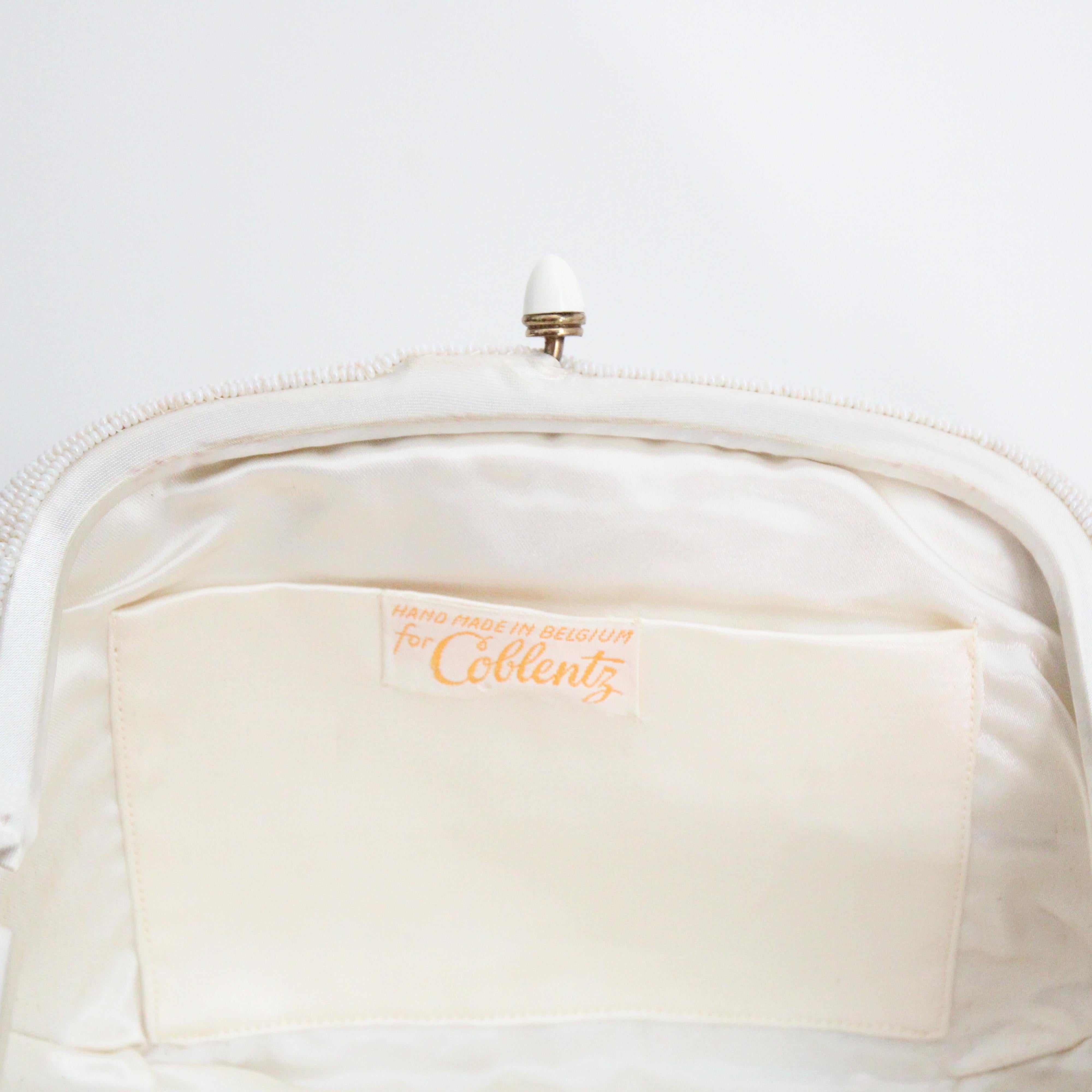 Vintage 1950s cream beaded purse 1950s cream beaded clutch bag evening bag 2