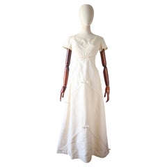 Vintage 1950's Cream Faille Bow and Ribbon Dress Original 1950 Evening Dress UK