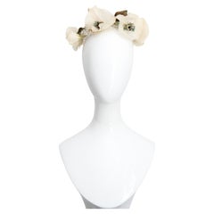 Vintage 1950's Cream Floral Anemone Hat Veil Birdcage Veil Hat 1950s millinery