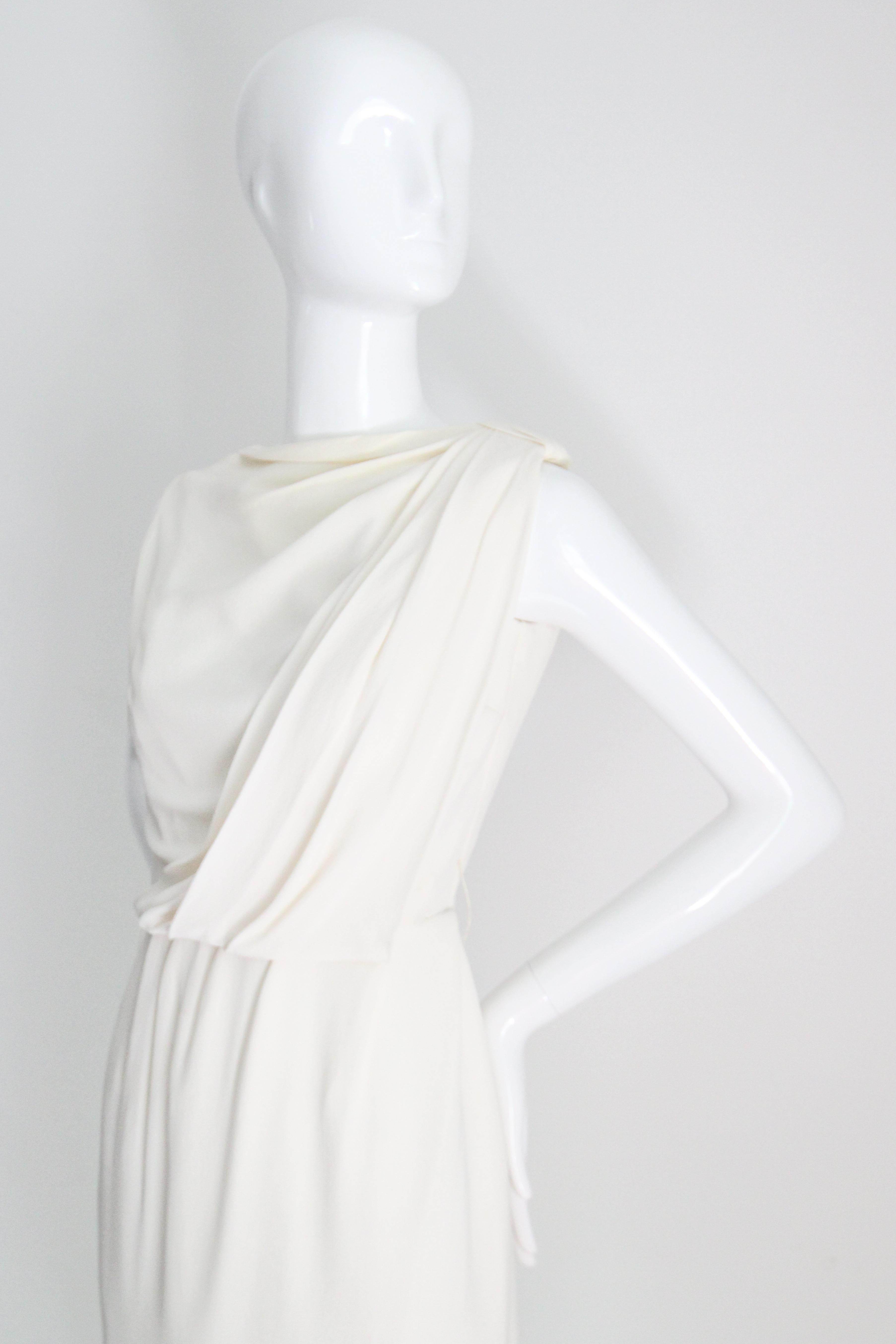 Vintage 1950's Cream Pleated and Draped Dress Fifties Wiggle Dress UK 8 US 4 en vente 1