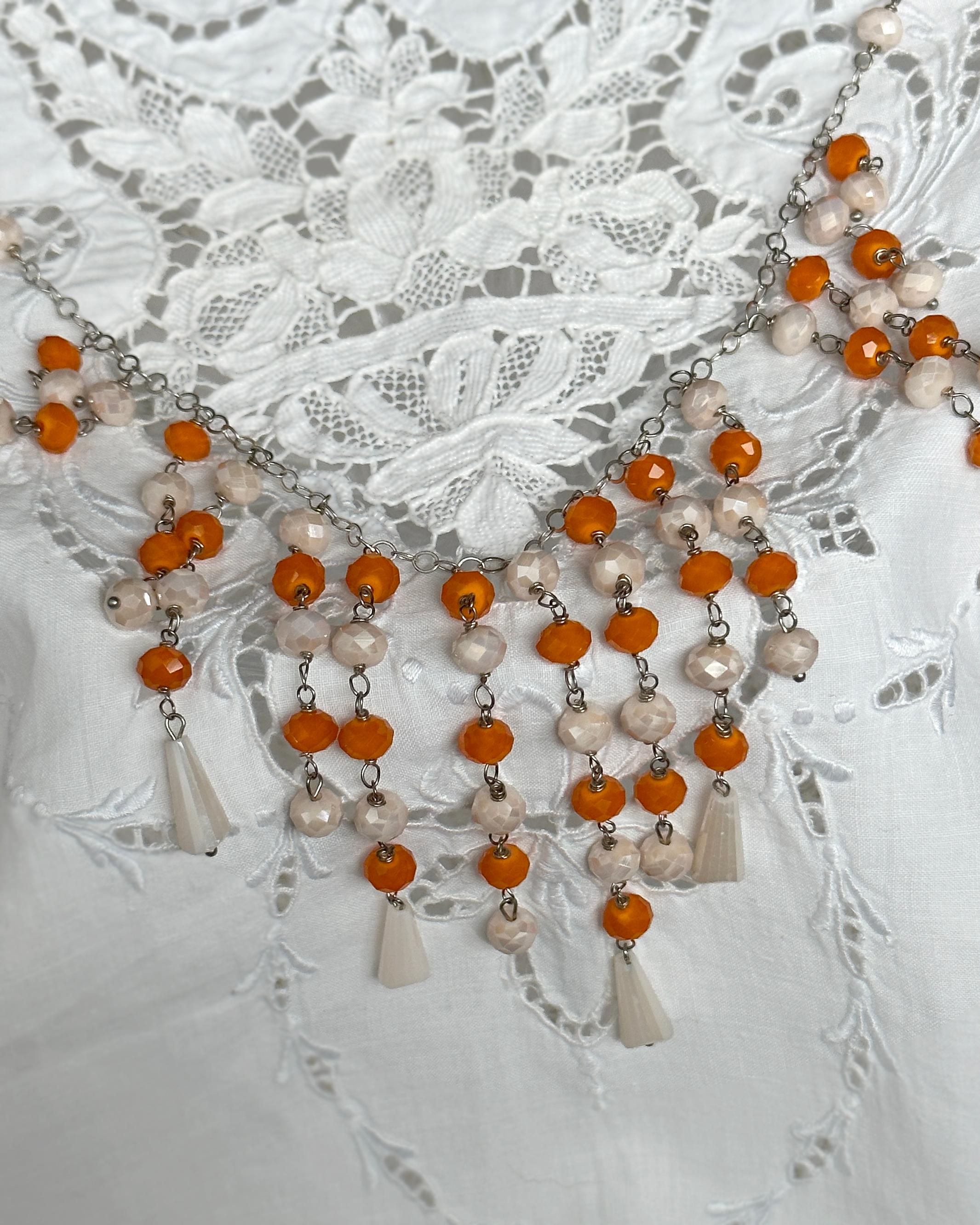 Bead VINTAGE 1950s CRYSTAL WATERFALL NECKLACE For Sale