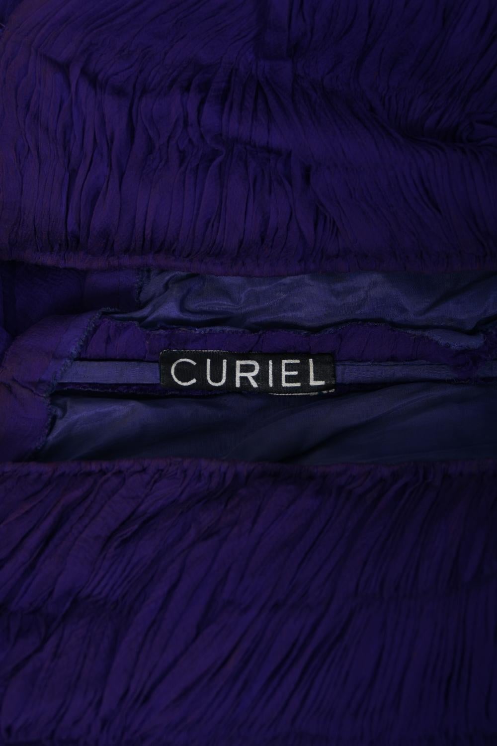Vintage 1950s Curiel Couture Pleated Purple Silk Chiffon Strapless Goddess Gown  For Sale 14