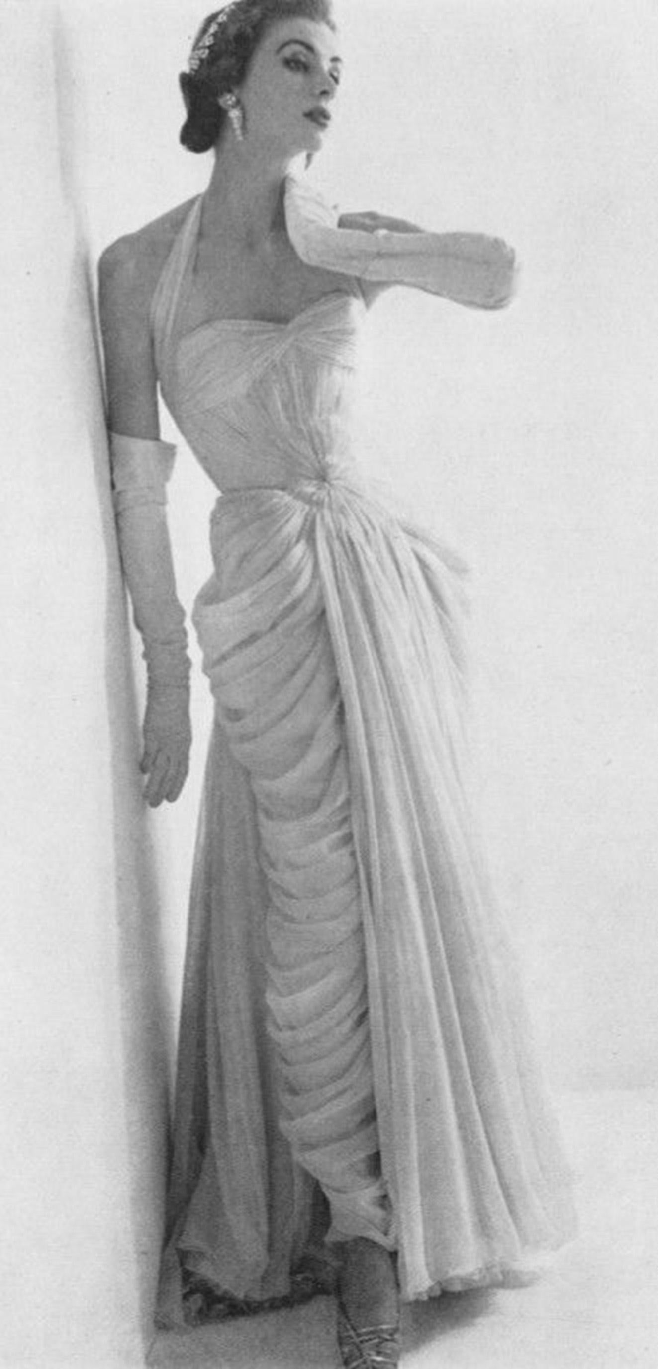 Vintage 1950er Curiel Couture plissiertes lila Seiden-Chiffon- Trägerloses Göttin-Kleid aus Seide  im Angebot 10