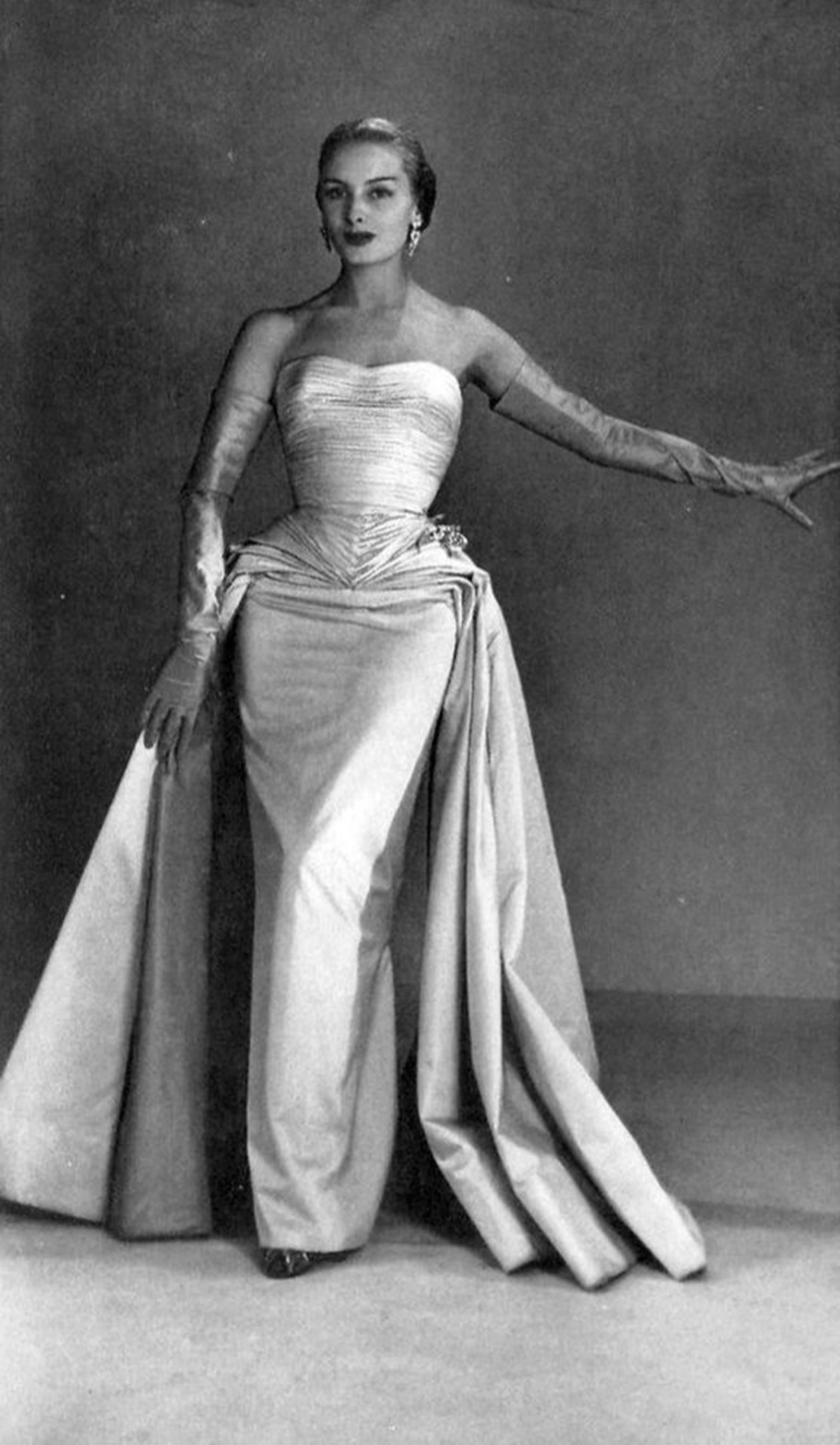 Vintage 1950er Curiel Couture plissiertes lila Seiden-Chiffon- Trägerloses Göttin-Kleid aus Seide  im Angebot 5