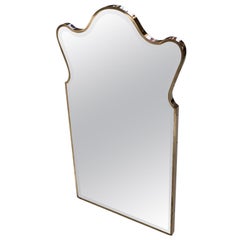 Vintage 1950s Curvy Italian Brass Mirror, Mid-Century Modern