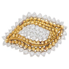 Vintage 1950s David Webb Gold and 6.50 Carat Diamond Leaf Brooch