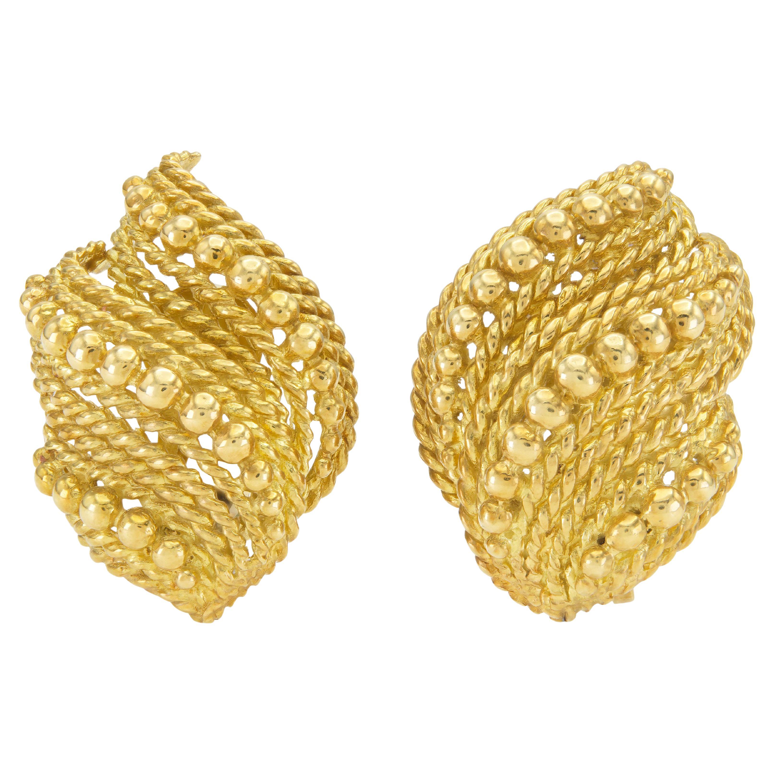Vintage 1950s David Webb Gold Earrings For Sale