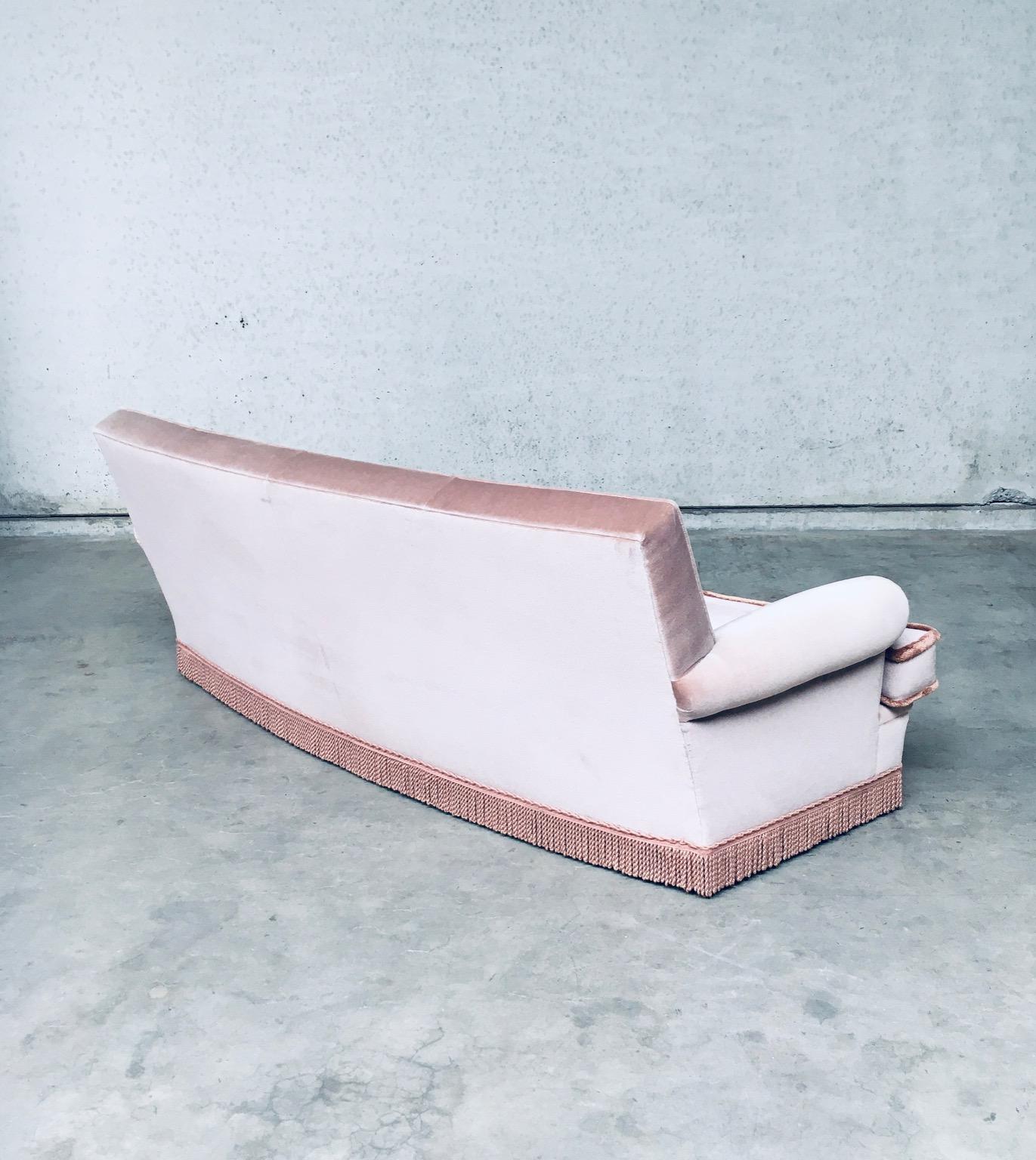 Vintage 1950's Design Pink Velvet Curved Sofa w Fringe 2