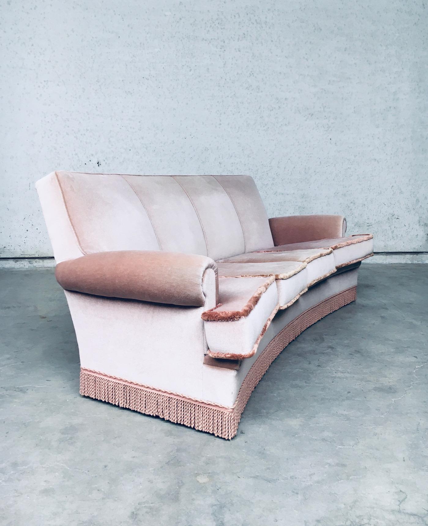 Vintage 1950's Design Pink Velvet Curved Sofa w Fringe 3