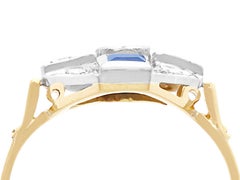 Vintage 1950s Diamond and Sapphire Yellow Gold Cocktail Ring