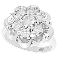 Vintage 1950s Diamond and White Gold Cluster Ring