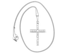 Vintage 1950s Diamond and White Gold Cross Pendant