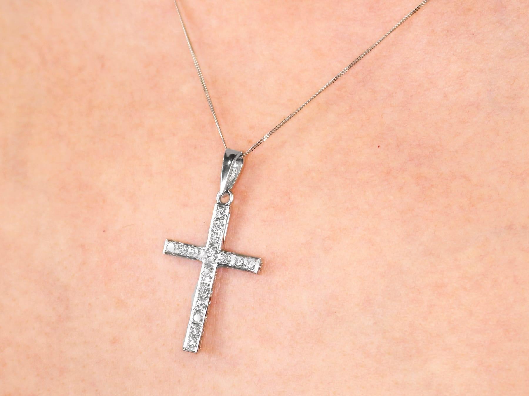 Women's Vintage 1950s Diamond and White Gold Cross Pendant For Sale