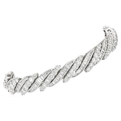 Vintage 1950s Diamond Bracelet  13.00 CTW  18K White Gold