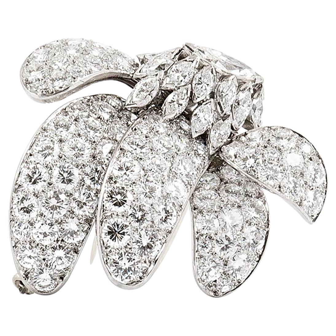 Broche vintage de flor de diamantes de los años 50