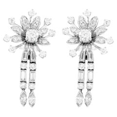 Vintage 1950s Diamond Flowers Earrings