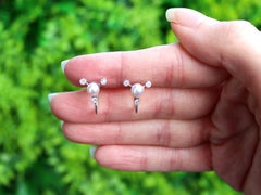 1950s Diamond Pearl White Gold Earrings