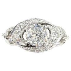 Anello di fidanzamento in platino con diamante vintage degli anni
50