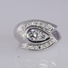 Vintage 1950s Diamond Ring 14 Karat WG .59 Carat TW .34 Carat Center SI1, J