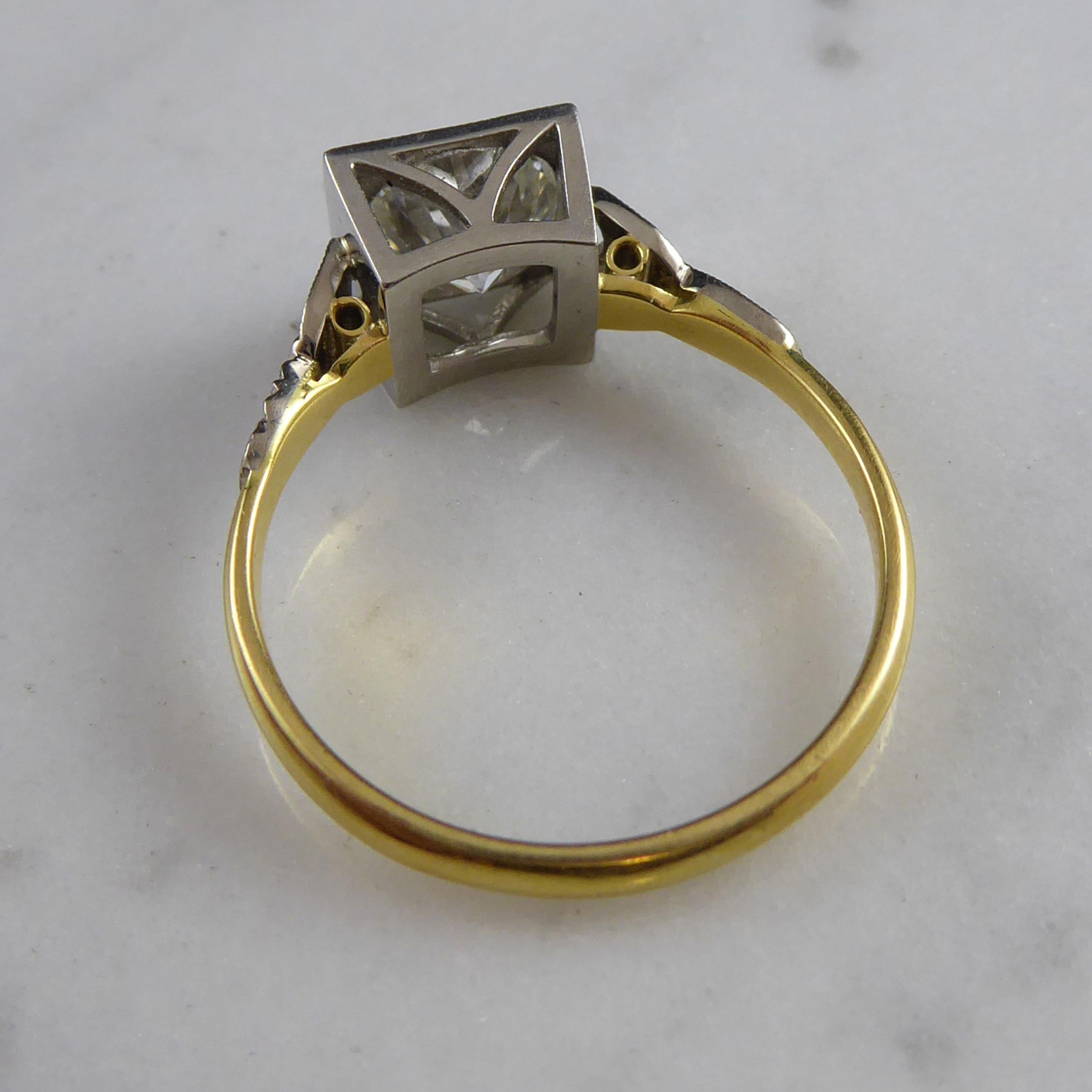 Retro Vintage 1950s Diamond Solitaire Ring, 1.31 Carat