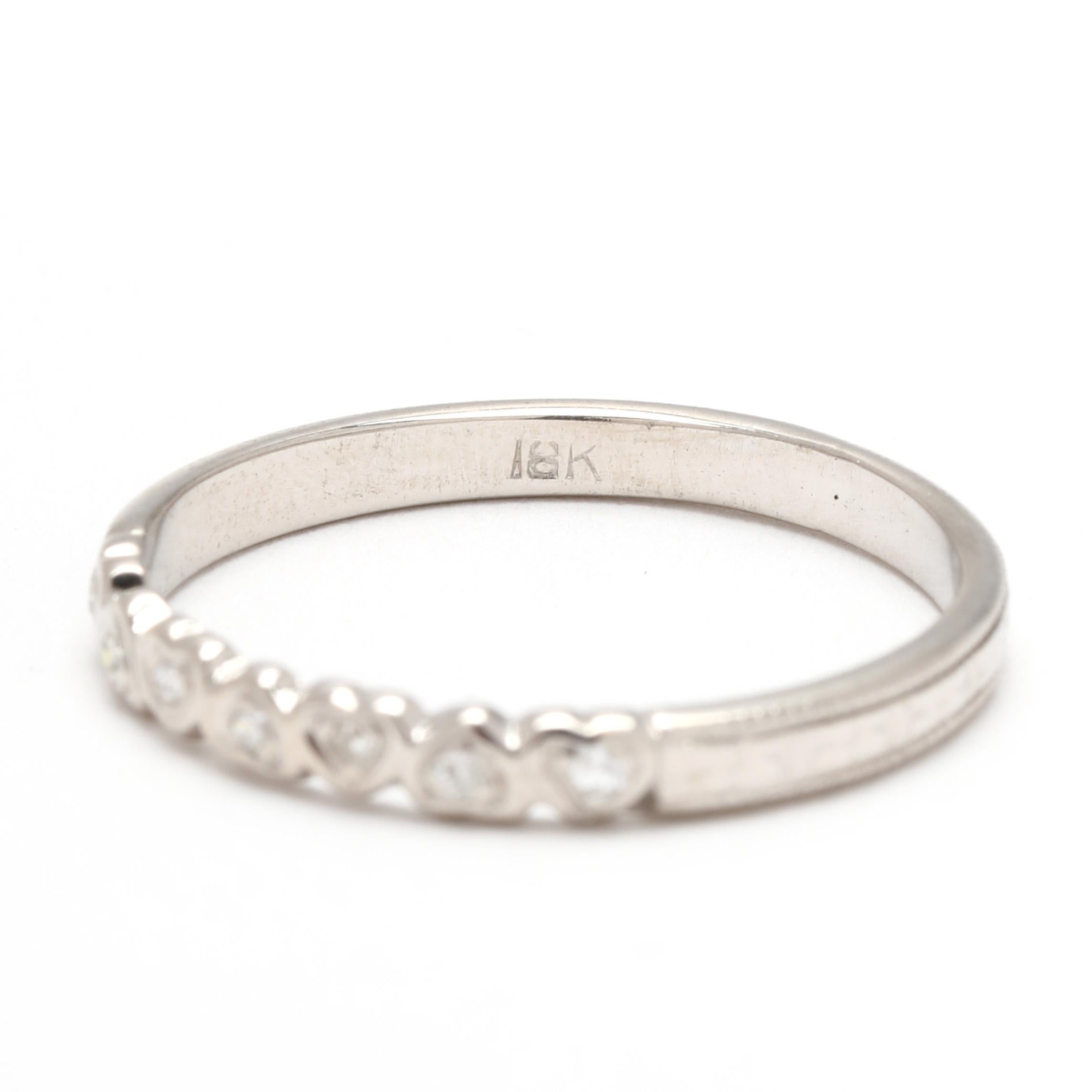 Women's or Men's Vintage 1950s Diamond Tiny Heart Band Ring, 18k White Gold, Ring Size 6